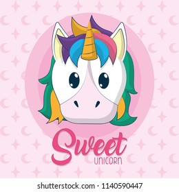Cute unicorn fantasy cartoon