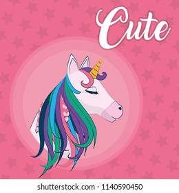 Cute unicorn fantasy cartoon
