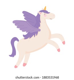 cute unicorn fantasy magic animal cartoon white background vector illustration