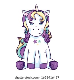cute unicorn fantasy with stars decoration vector illustration design