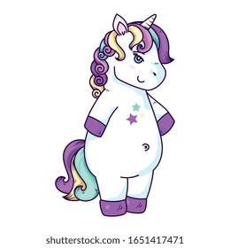 cute unicorn fantasy with stars decoration vector illustration design