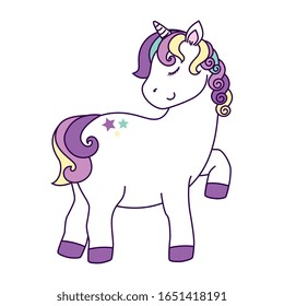 cute unicorn fantasy with stars decoration vector illustration design