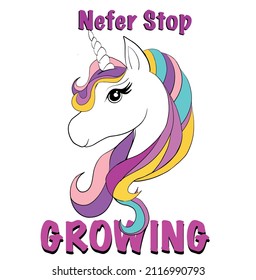 Cute unicorn. Fashion illustration drawing and slogan.Trend  Unicorn 