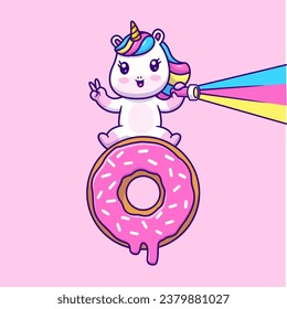 Cute Unicorn mit Blitzlicht auf Donut Cartoon Vektorsymbol Illustration. Tierfuttersymbol
Konzept isolierter Premium-Vektorgrafik. Flachbildkartonstil