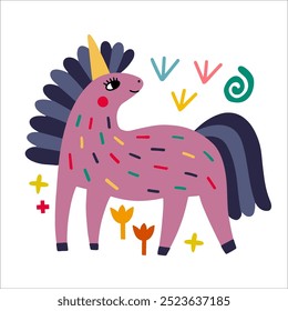 Cute unicorn flat vector illustration