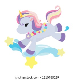 Cute Unicorn with Flower Wrath