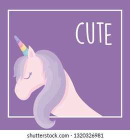 cute unicorn with frame icon