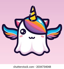 diseño de carácter fantasma de unicornio lindo