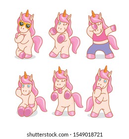 Cute unicorn girl character posing. 