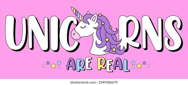 cute unicorn graphic with slogan