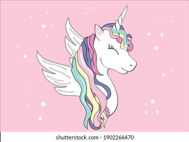 cute unicorn hand drawn design vector art butterfly angel lovely rainbow stripe style wing 