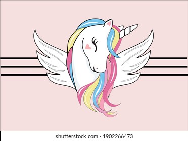 cute unicorn hand drawn design vector art butterfly angel lovely rainbow stripe style