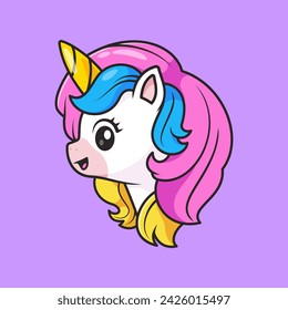 Cute Unicorn Head Cartoon Vector Icon Illustration. Animal 
Nature Icon Concept Isolated Premium Vector. FlatCartoon
Style
