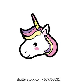 cute unicorn head with horn and hairstyle