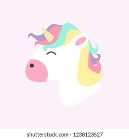 Cute Unicorn head Vector cartoon