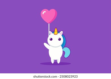 A cute unicorn holding balloon