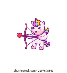 süßes Einhorn, das eine Schleife hält
