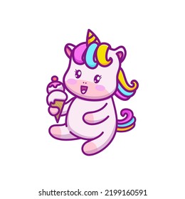 cute unicorn holding ice cream
