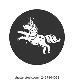 Cute unicorn icon animal cartoon for kids in modern flat style vector sign