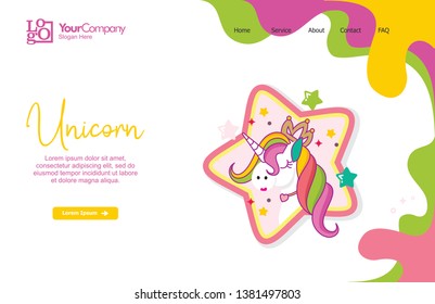 cute unicorn icon, Header Web. Eps 10