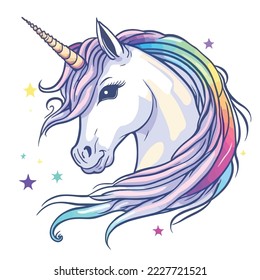 Cute Unicorn Illustration card and shirt design print