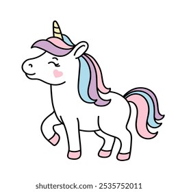 Ilustración linda del unicornio, obras de arte de los niños, gráfico de la moda, diseños del Fondo de pantalla y de la tarjeta de felicitación. Lindo Unicornio Mágico Clipart Bebé Niña Recién Nacido