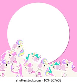 Cute unicorn illustration frame