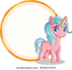 Cute unicorn illustration with pastel mane and tail