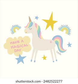 una linda ilustración de unicornio con bonitos patrones