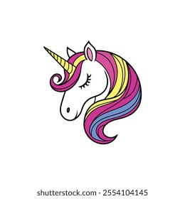 A cute unicorn illustration quote and coloring. Black and white linear drawing