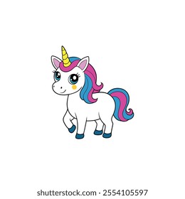 A cute unicorn illustration quote and coloring. Black and white linear drawing