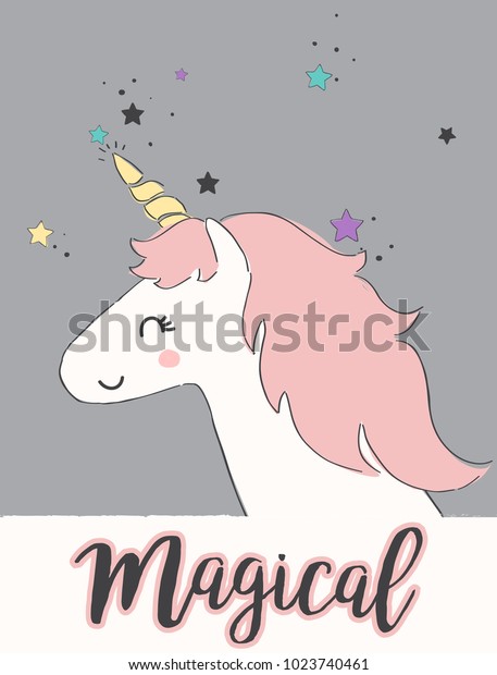 Cute Unicorn Illustration Slogan Print Vector Stock Vector (Royalty ...