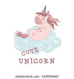 cute unicorn illustration vector design for kids t