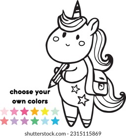 cute unicorn illustration vector design animal postcard graphic