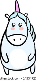 Cute unicorn, Illustration, Vektorgrafik auf weißem Hintergrund.
