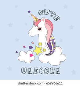 cute unicorn illustration vector for print