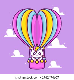 cute unicorn inside air balloon