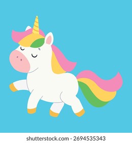 Lindo unicornio. Fondo aislado. Ilustración vectorial de estilo plano.