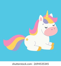 Lindo unicornio. Fondo aislado. Ilustración vectorial de estilo plano.