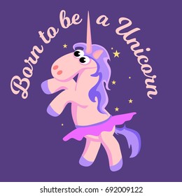 cute unicorn isolated set, magic pegasus flying with wing and horn on rainbow, fantasy horse vector illustration, myth creature dreaming on colored background, greeting card text template