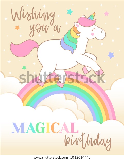 Cute Unicorn Jumping Over Rainbow Illustration Stock Vector (Royalty Free) 1012014445