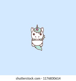 Cute unicorn jumping, vector illustration