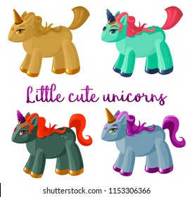 Cute unicorn kids. Funny cartoon illustration. Set of isolated icons