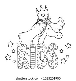 cute unicorn with kids word fairytale character