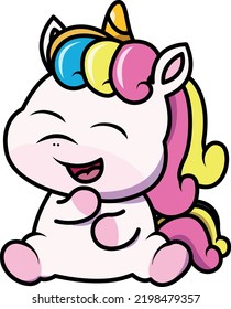 Cute Unicorn Laughing Cartoon Character Vector Stock Vector (Royalty ...