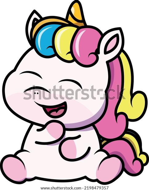 Cute Unicorn Laughing Cartoon Character Vector Stock Vector (Royalty ...