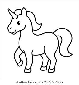 cute Unicorn line art vector  on White background.