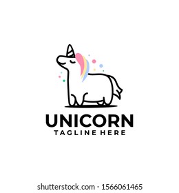 Cute Unicorn Logo Design Vector for Kids and Baby Shop in Cartoon
