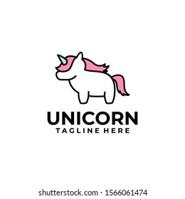 Cute Unicorn Logo Design Vector for Kids and Baby Shop in Cartoon