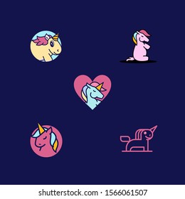 Cute Unicorn Logo Design Vector for Kids and Baby Shop in Cartoon